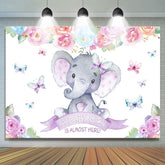 lila Baby Elefant Rot Blumen babydusche Hintergrund